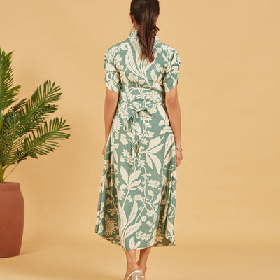 Sage Floral Button Down Dress
