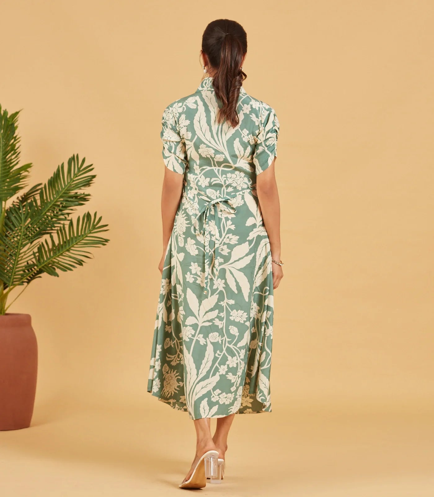 Sage Floral Button Down Dress