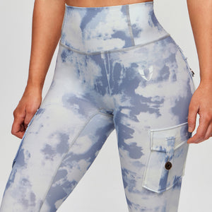 High Waisted Cargo Leggings - Grey blue Gradient