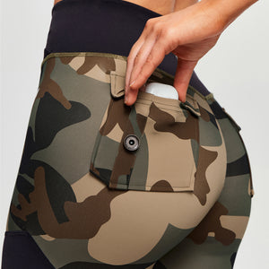 V-Waist Gym Leggings - Coffee Camo