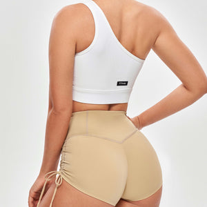 V-waist Scrunch Butt Shorts - Khaki Yellow