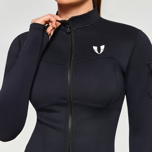 Stand Collar Fitness Moto Jacket - Black