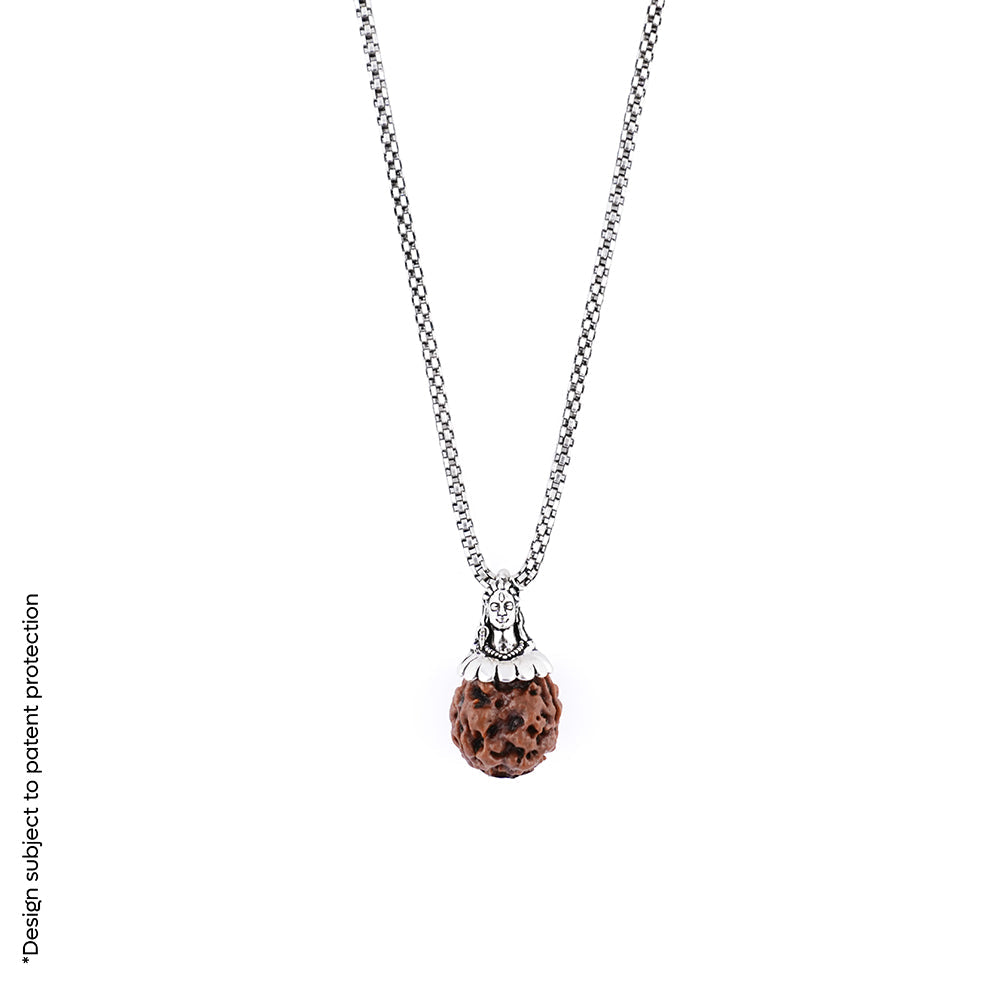 Adiyogi Pendant (3 Mukhi Nepali Rudraksha) With Chain
