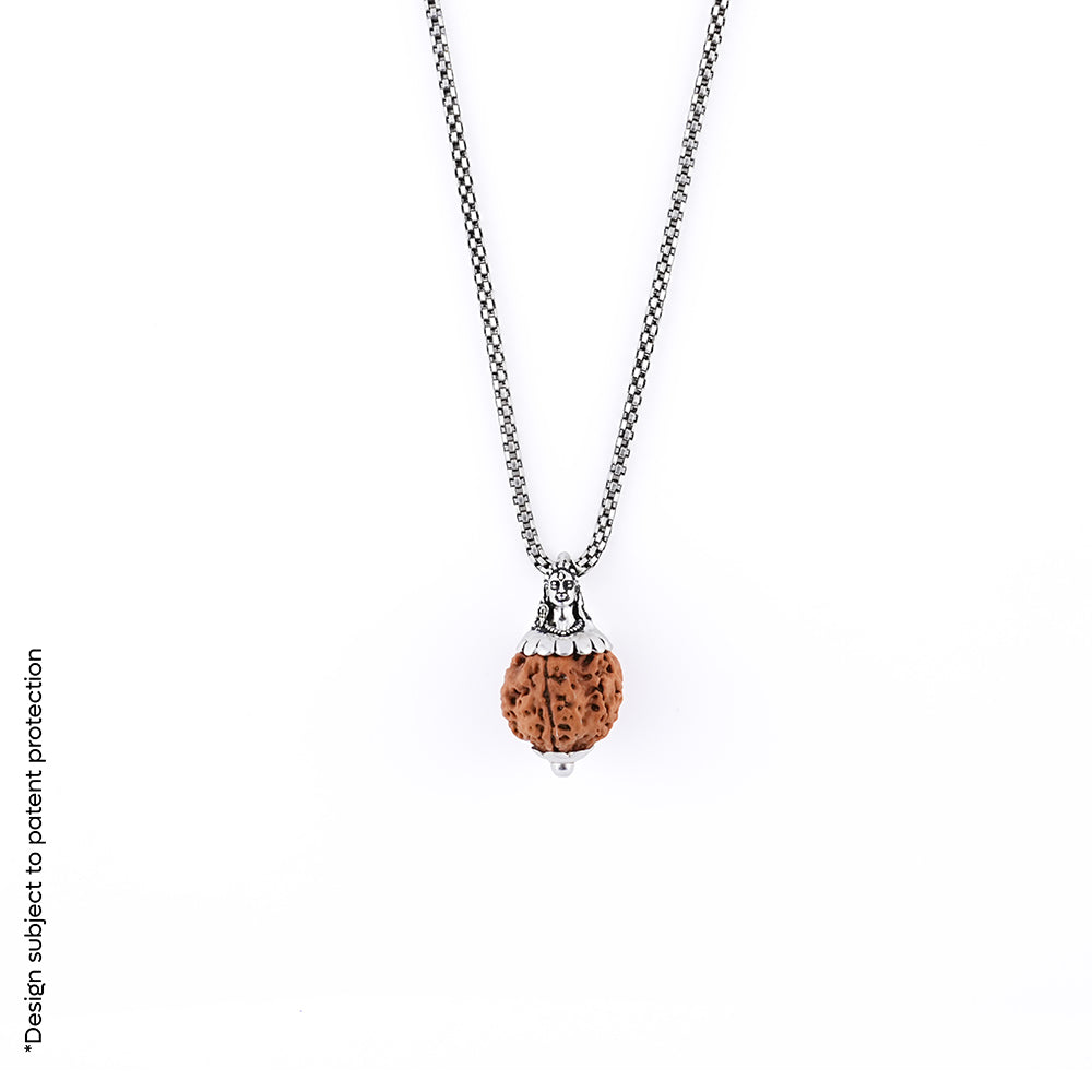 Adiyogi Pendant (4 Mukhi Nepali Rudraksha) With Chain