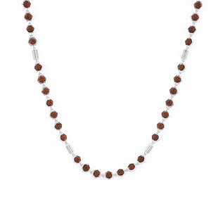 Rudraksha Silver Mala (Hexagon Ring With Cylinder)