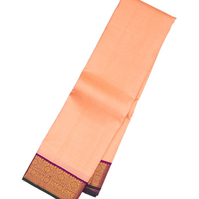 Light Peach Handloom Korvai Kanchipuram Silk Saree With Contrast Border