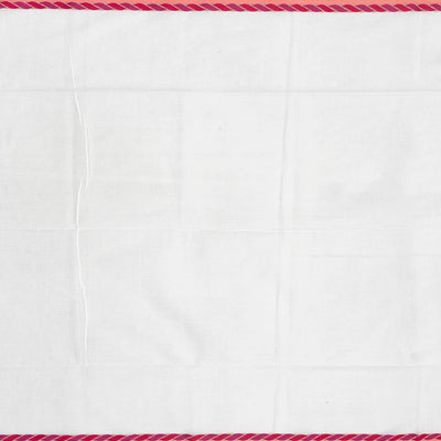 White Handloom Bengal Cotton Saree With Contrast Pink Border