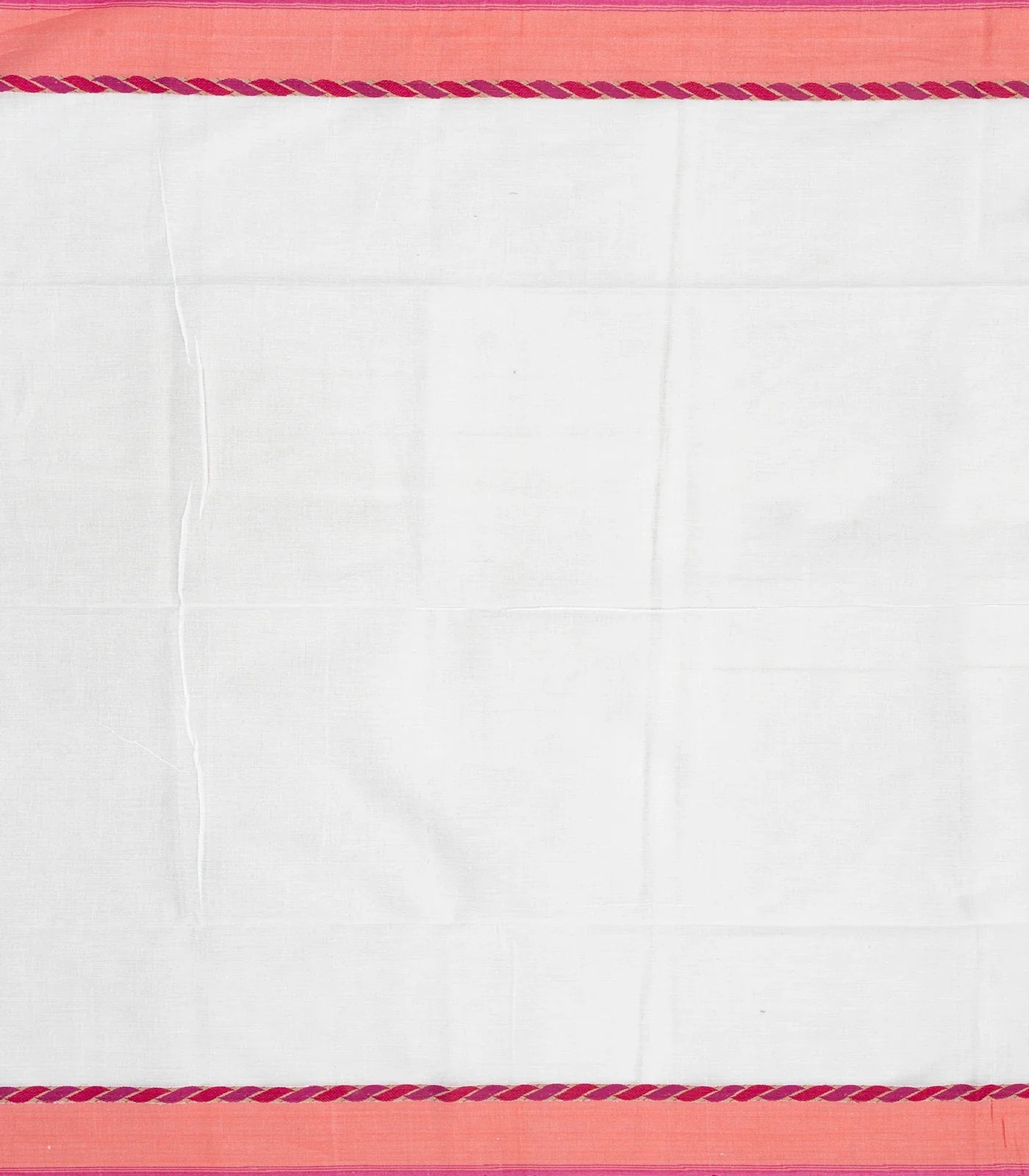 White Handloom Bengal Cotton Saree With Contrast Pink Border