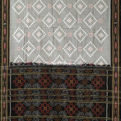 Grey Odisha Ikat Sambalpuri Cotton Saree