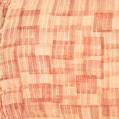 Peach Handloom Chanderi Cotton Saree With Printed Cream Floral Motif