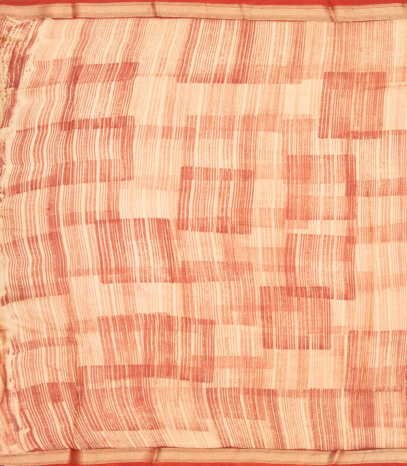 Peach Handloom Chanderi Cotton Saree With Printed Cream Floral Motif