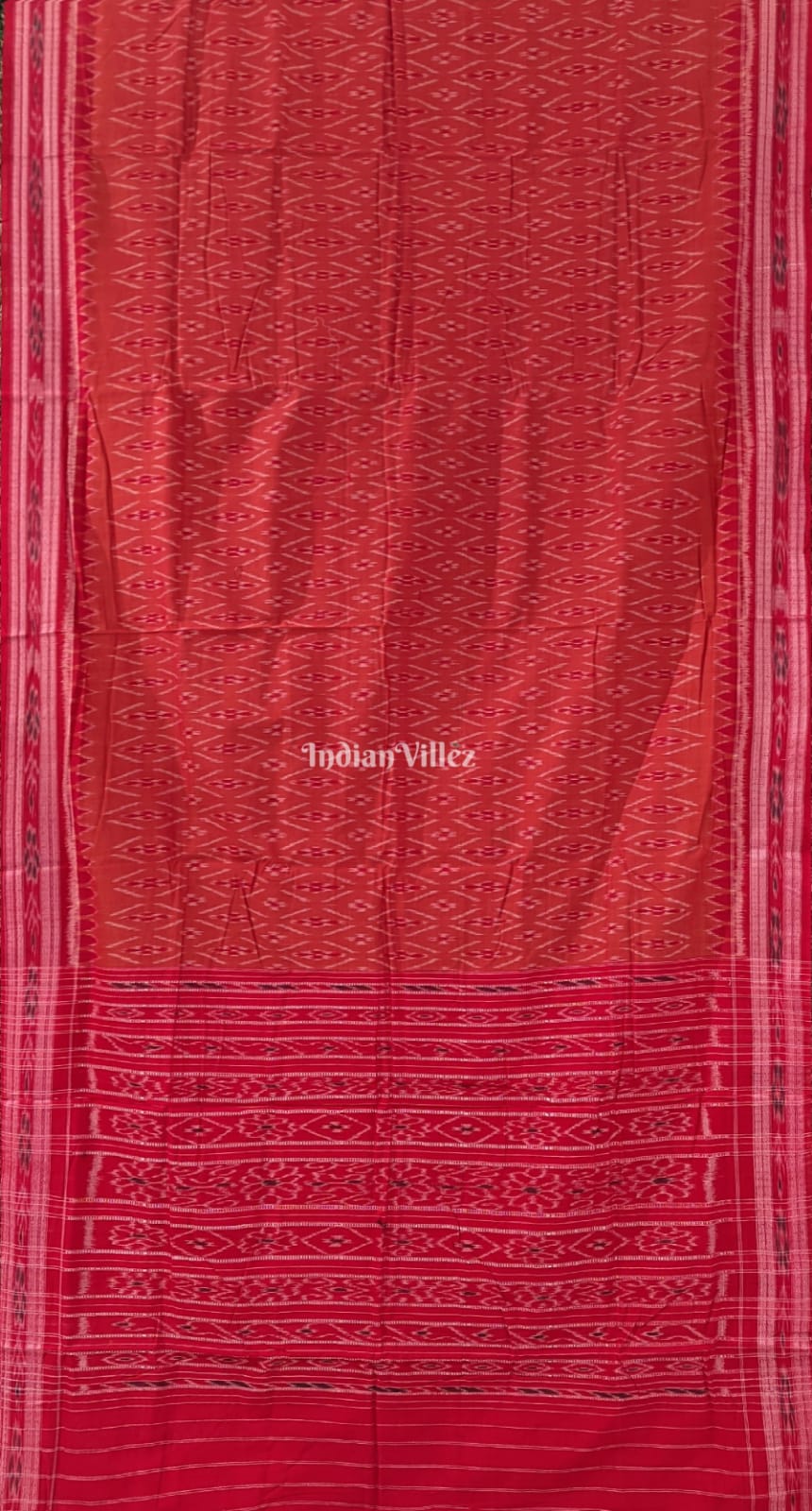 Orange Red Mayur Chandrika Maniabandha Cotton Saree