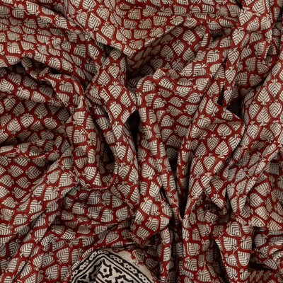 Crimson Handloom Chanderi Cotton Saree With Printed Floral Bud Motifs