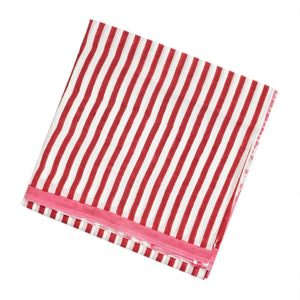 Red Woven Jaipur Cotton Saree Printed With Stripes