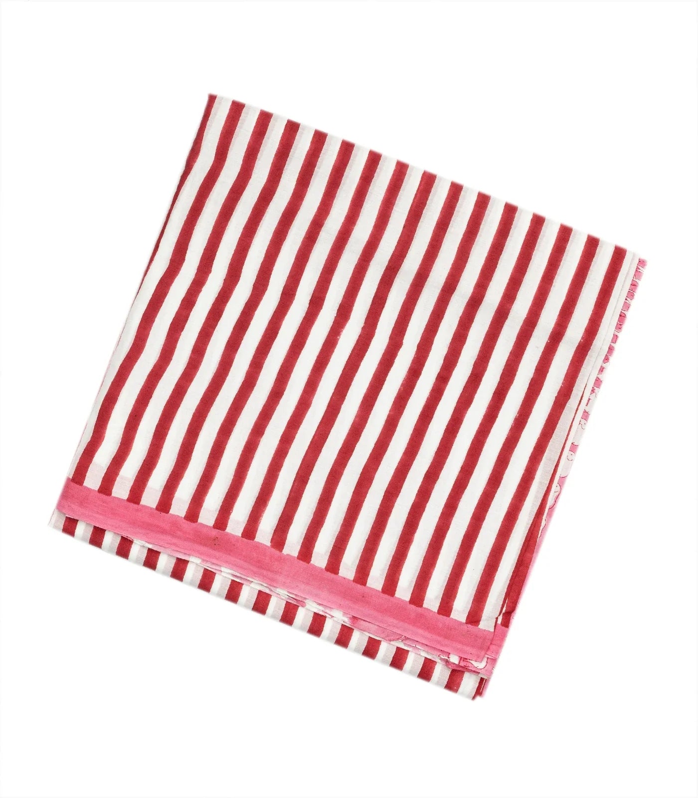 Red Woven Jaipur Cotton Saree Printed With Stripes