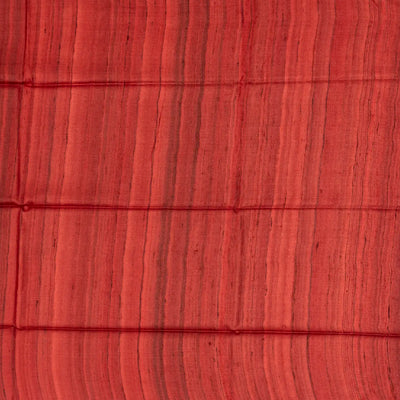 Taupe Handloom Tussar Silk Saree With Printed Red Floral Motifs