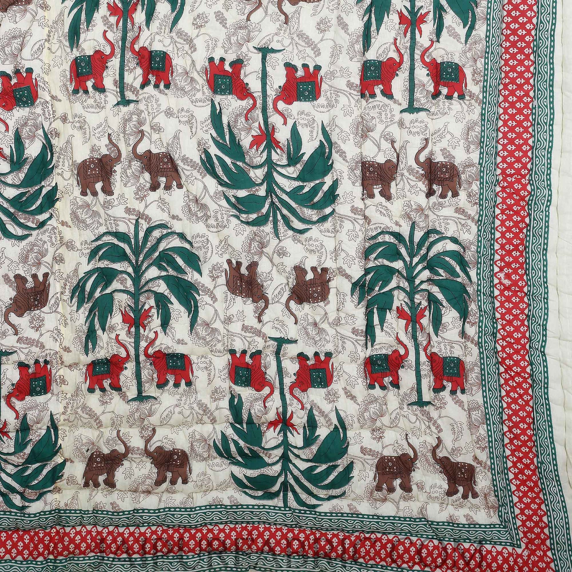 Colorful Forest Jaipuri Double Bed Quilt