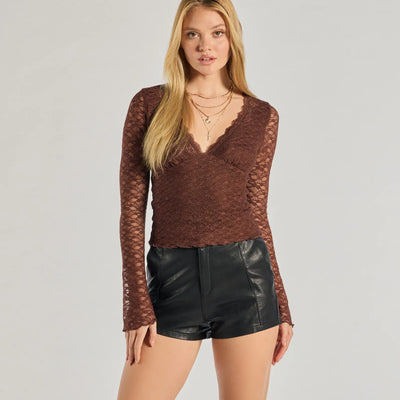 Glam Flair Long Sleeve Lace Top