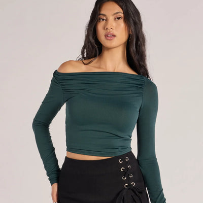 Casual Icon Off-The-Shoulder Long Sleeve Top