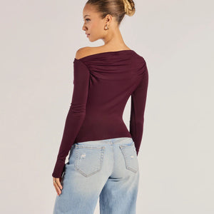 Casual Icon Off-The-Shoulder Long Sleeve Top