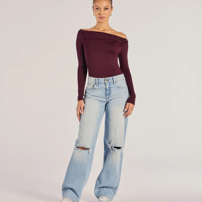 Casual Icon Off-The-Shoulder Long Sleeve Top