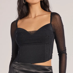 Dazzling Chic Long Sleeve Rhinestone Corset
