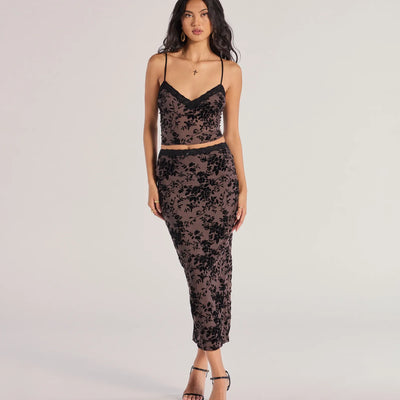 Luxe Touch Flocked Velvet Crop Top