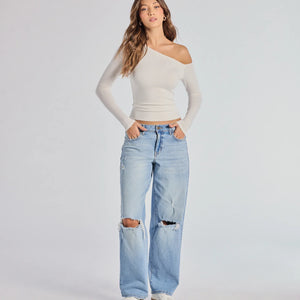 Chic Factor Asymmetrical Long Sleeve Crop Top