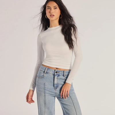 Fave Staple Knit Crew Neck Long Sleeve Top