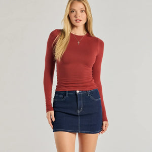 Fave Staple Knit Crew Neck Long Sleeve Top
