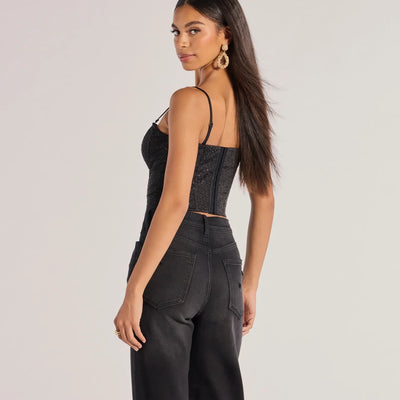 All That Glam Rhinestone Satin Cropped Corset