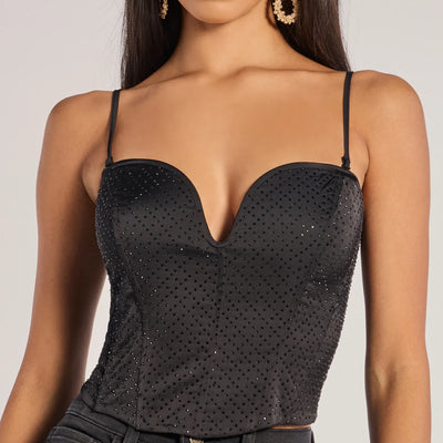 All That Glam Rhinestone Satin Cropped Corset
