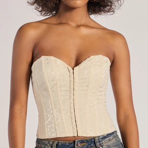 Chic Status Brocade Satin Strapless Corset Top