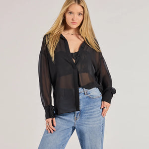 Sheer Ambition Long Sleeve Collared Blouse