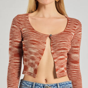 Sassy Knits Long Sleeve Button Crop Top