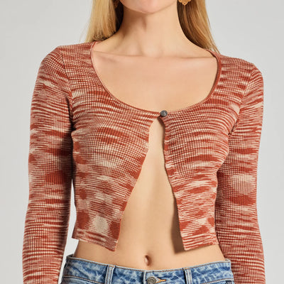 Sassy Knits Long Sleeve Button Crop Top