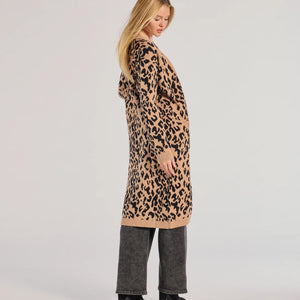 Fierce Vibes Leopard Print Long Sleeve Knit Duster