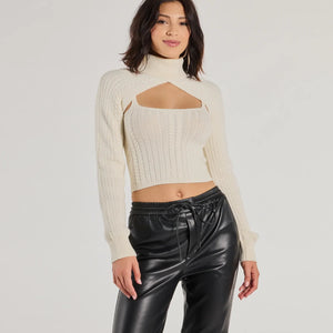 Cozy Casual Cable Knit Turtleneck Sweater Topper