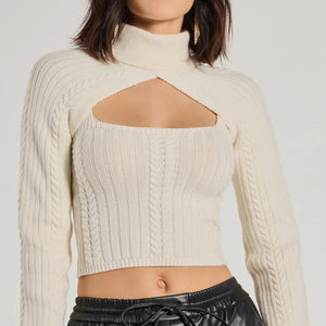 Cozy Casual Cable Knit Turtleneck Sweater Topper