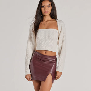 Cozy Glam Cable Knit Long Sleeve Bolero