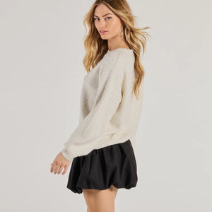 Cozy Sparkle Rhinestone Ribbed Knit Sweater
