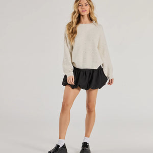 Cozy Sparkle Rhinestone Ribbed Knit Sweater