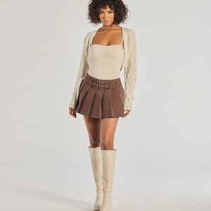 Cozy Glam Cable Knit Long Sleeve Bolero