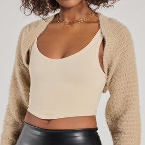 Cuddly Cozy Eyelash Knit Sweater Bolero