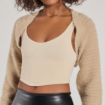 Cuddly Cozy Eyelash Knit Sweater Bolero