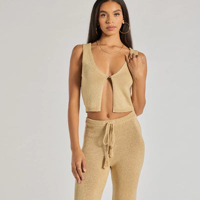 Glow Up Button-Front Cropped Vest