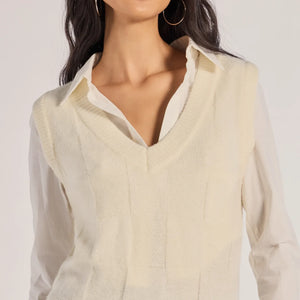 Chic Allure Checkered Knit Sleeveless Vest