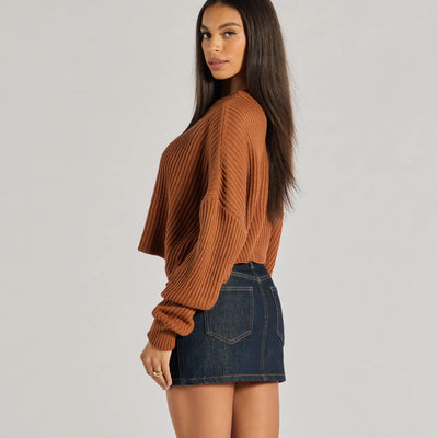 Chic Crew Ribbed Knit Sweater