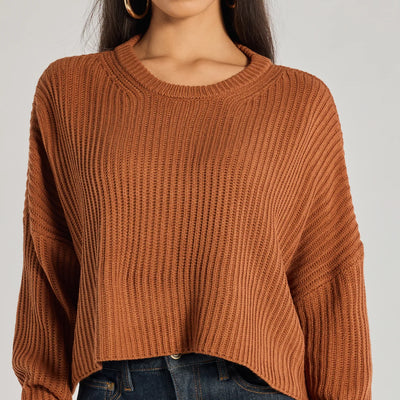 Chic Crew Ribbed Knit Sweater