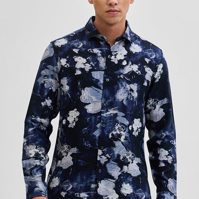 Navy Textured Abstract Shirt